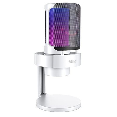 FIFINE USB PC RGB Microphone for Live Streaming, Gaming A8W - WHITE