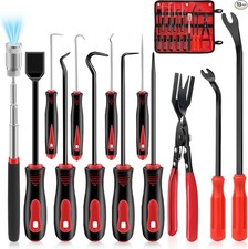 13 Pcs Precision Pick and Hook Tool Set with Clip Removal Plier Rivets  red