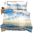Beach Ocean Bedding Set Twin Full Queen King Size Coastal Bird Duvet Comforte...