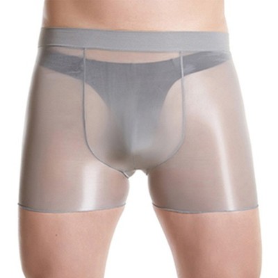 Herren Oil Shiny See-Through Unterwäsche Hochglanz Shorts Boxershorts Unterhose