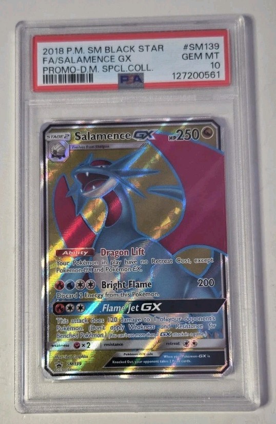 2018 Pokémon Black Star Promo Salamence GX Full Art Dragon Majesty SM139 PSA 10