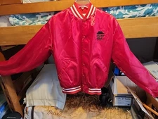 90s Pizza Hut Delivery Driver Red Satin Bomber Jacket Size M Vintage USA Made