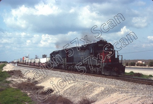 Original Slide- SP SD40T-2 8235 & Train At Famoso, CA. 3/92