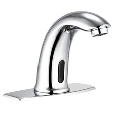 Automatic Touchless Bathroom Sink Faucet Bathroom Tap with Deck Plate, Batter...