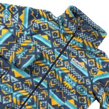 Columbia Fleece Jacket Full Zip Geometric Aztec Pattern Blue Yellow Kids Sz S