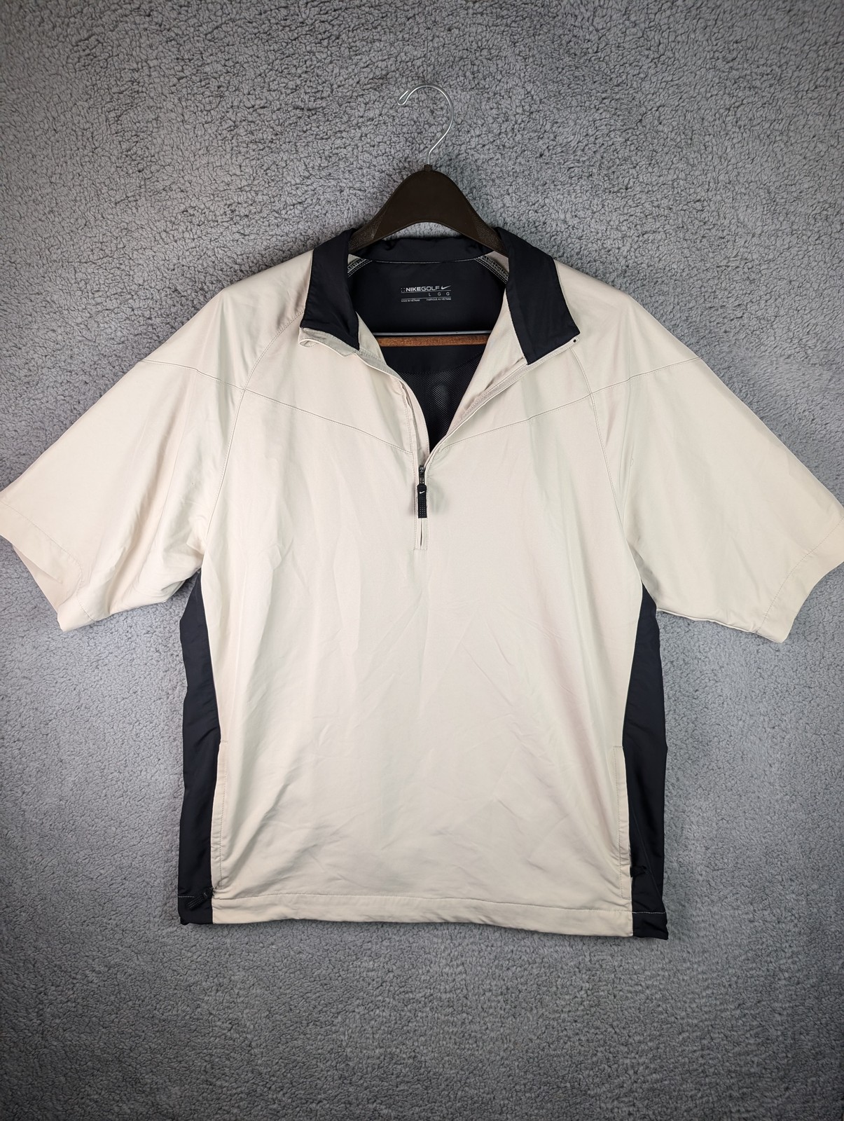 SACAI X NIKE Nike Golf Windshirt Uomo Grande Mezza Zip Manica Corta Beige Nero Pullover Logo