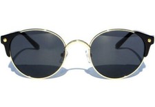 Cat Eye Half Frame Steampunk SUNGLASSSES Retro Vintage Inspired Black and Gold