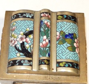 OLD 19TH CENTURY CHINESE CLOISONNE ENAMEL FLORAL DOME SHAPE HUMIDOR JAR BOX