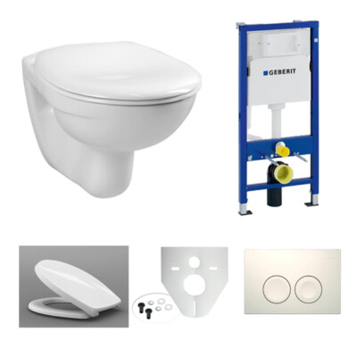 Geberit Duofix Vorwandelement Wand Tiefspül WC DELTA25+WC-Sitz, Set 458103001