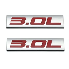 2x Red Chrome 3.0L Emblem 3.0 Logo Car Side Badge Metal Sticker Sport Turbo