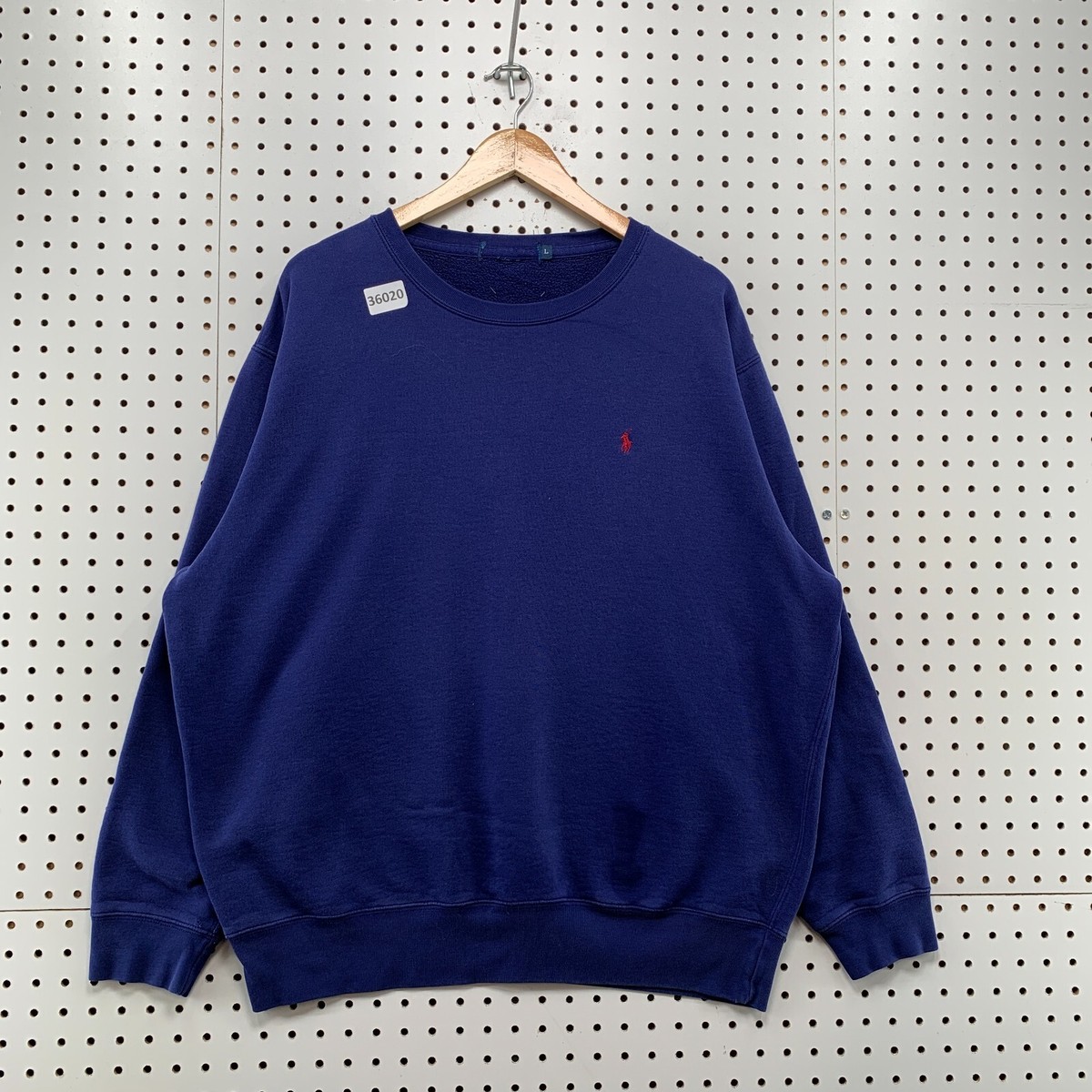 VTG 90s POlo Ralph Lauren Crewneck Sweat Shirt Mens Large Blue Red Pony  27X28