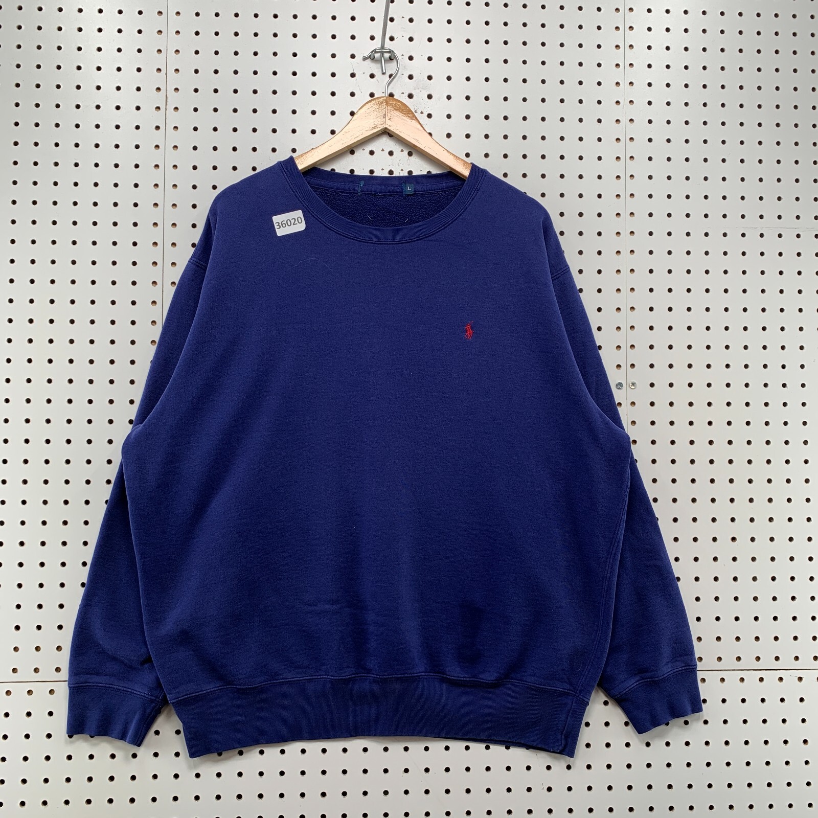 Felpa vintage anni '90 POlo Ralph Lauren girocollo uomo grande blu pony 27X28