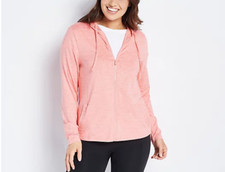 New - zuda Z-Cool Hooded Zip Up Hoodie Jacket - Heather Summer Peach