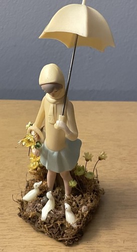 Vtg 1970s Wilton MCM Cake Topper Craft Duck & Girl w/ Yellow Umbrella 6” Figure - Picture 14 of 24