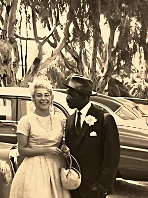 Rare Found Wedding PHOTO of Interracial Couple Late 1950s-California-No Identity