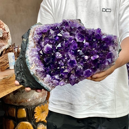 21.78LB Natural Brazilian Amethyst Crystal Point Stone Cluster Quartz Druzy Geod - 第 9/15 張圖片