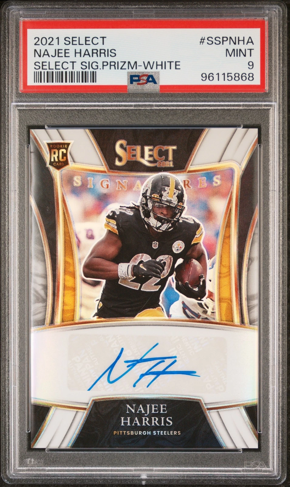Najee Harris Panini Select Select Signatures Prizm #SSPNHA White