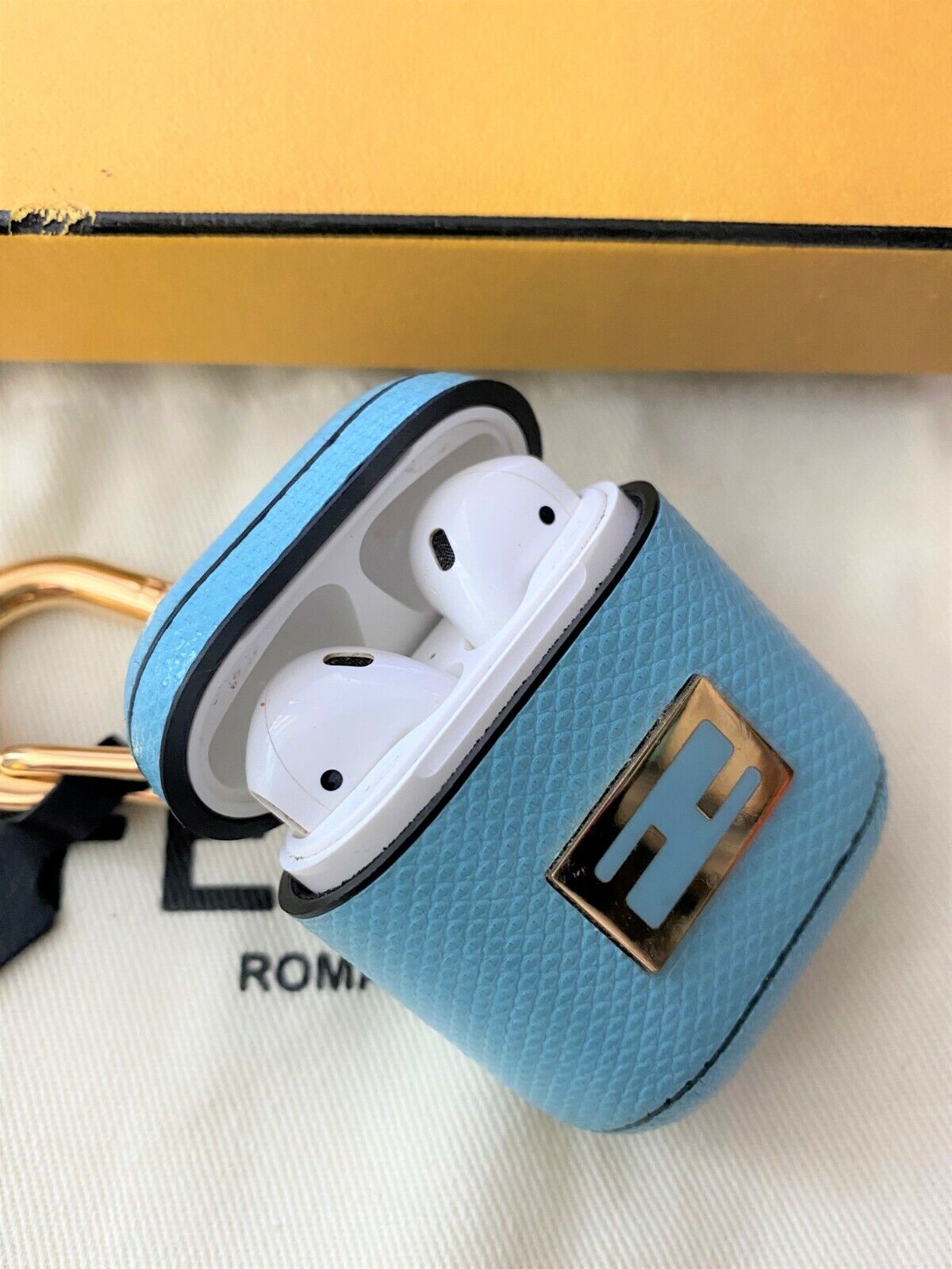 Fendi baguette FF logo snakeskin airpods case for mania charm