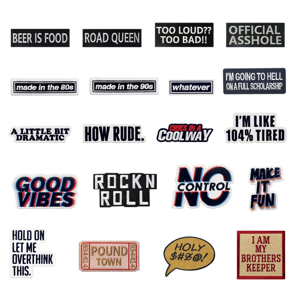 Embroidered Iron Sew On Clothing Patch word Alphabet logo appliques for Jeans - Image 2 of 4