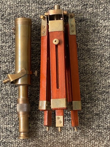 Nautical Vintage Decorative Solid Brass Telescope w/ Wooden Tripod Antique Gifts - Picture 9 of 13