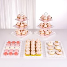 5 Piece Cake Stand Set 2 Large 3-Tier Stands 3 Trays for Party Decorations