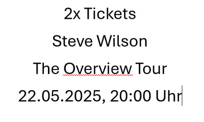 Tickets Steve Wilson - The Overwiew Tour, 22.05.2025, 20:00 Uhr / Amsterdam