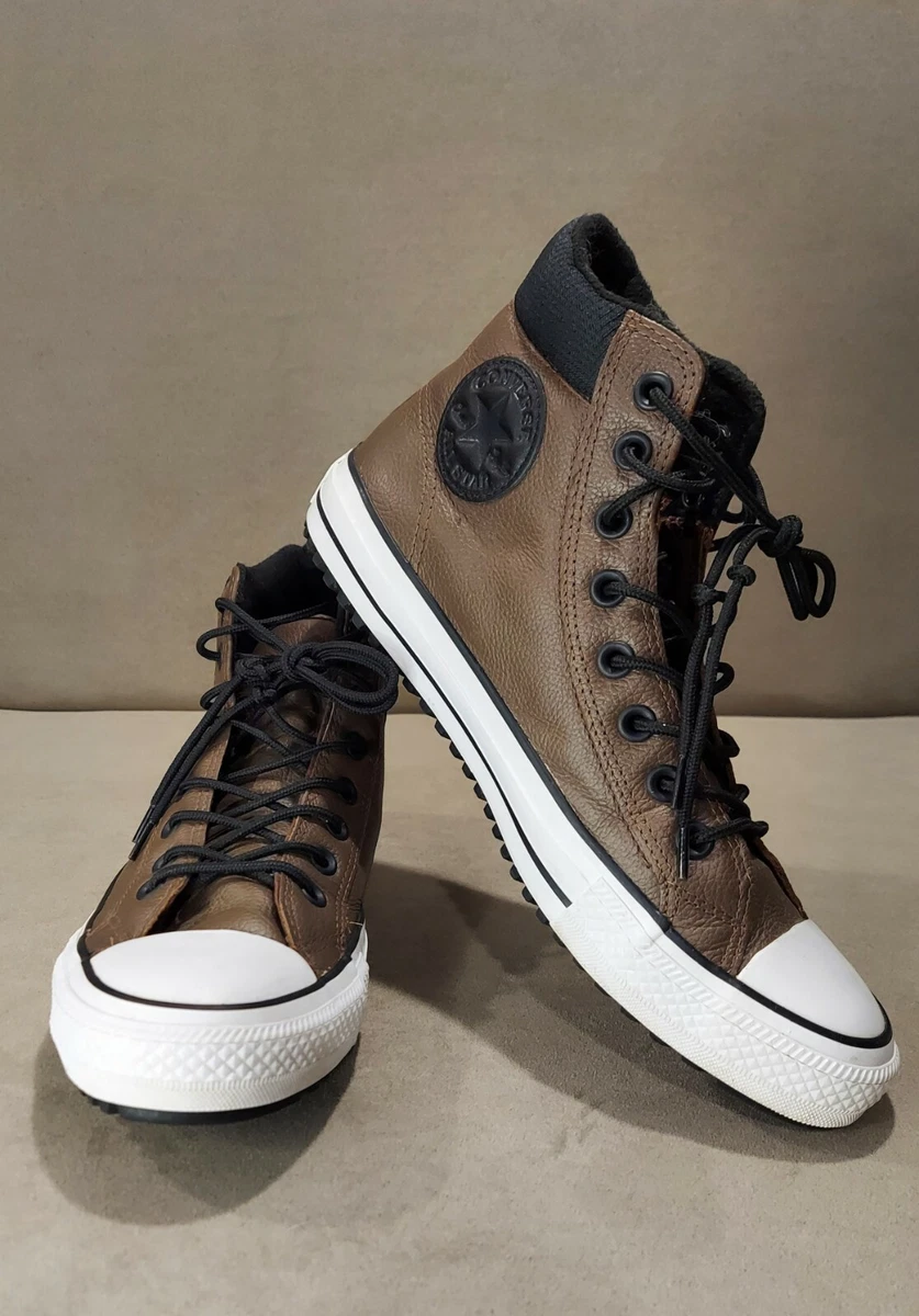 Men s 8 Women s 10 Converse Brown Leather High Top Boots Fleece