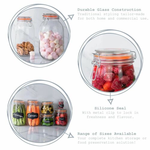 Glass Storage Jar with Airtight Clip Lid 3L Black Seal - Picture 2 of 6