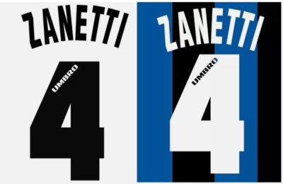 Inter Milan Zanetti 96 Nameset Shirt Soccer Score Number Football
