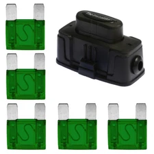 Install Bay MAXIHDH Heavy Duty Maxi Fuse Holder with 5 Pieces 30 Amp MAXI Fuses