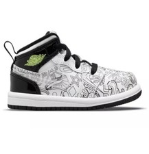 Nike Toddler Jordan 1 Mid TD White-Black-Volt Grey SZ 4c DC4097-100