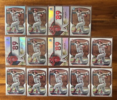 2023 Bowman Zach Neto Prospect Card Lot (14) - Chrome Inserts Sky Blue /499