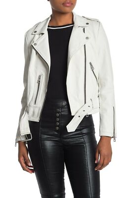 Womens Leather Jacket White Real Lambskin Motorcycle Biker Size S M L XL XXL-122