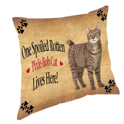 Pixie Bob Spoiled Rotten Cat Throw Pillow 14x14