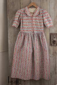 Vestido-Vintage-Pequeno-Feminino-1940-50-039-s-Azul-Vermelho-E-Azul-Manga-Curta-Frances-Design