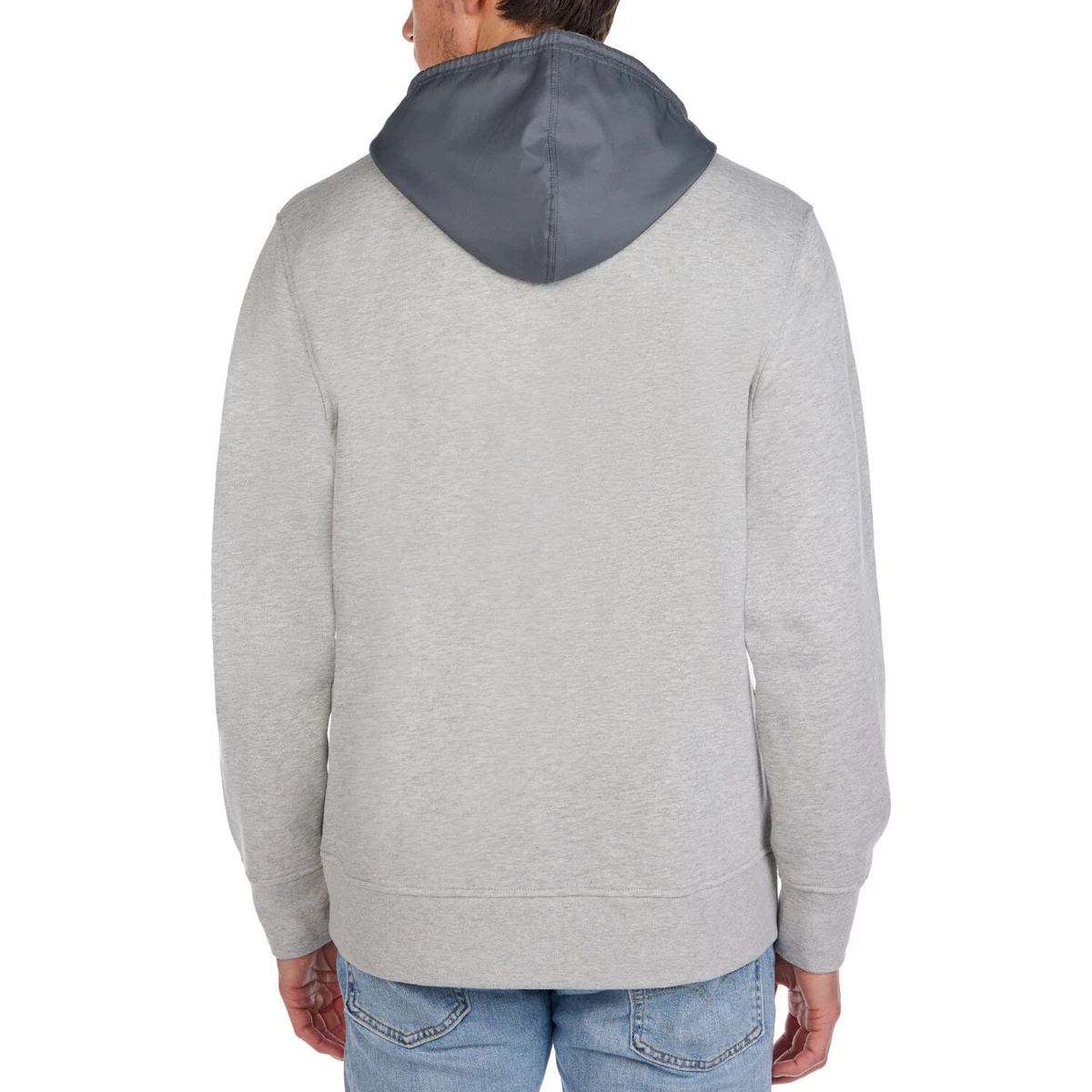 Champion Menu0026#039;s Fleece Woven-Mix Half Zip Two Tone Hoodie Oxford Gray  Heather - L | eBay