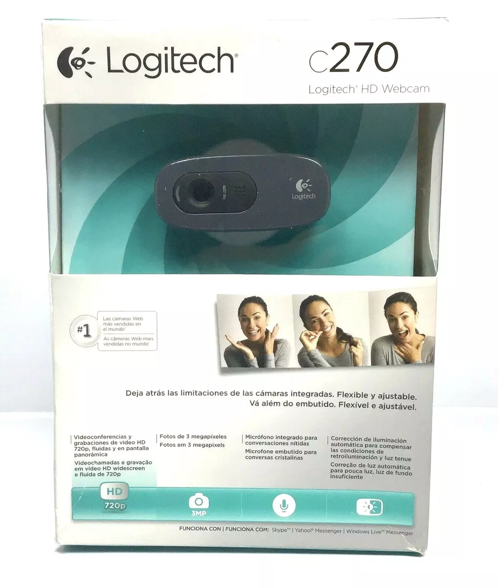 Logitech C270 720p HD Webcam Built in Mic USB Camera for Zoom Teams OPEN BOX