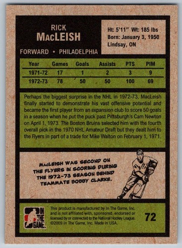 2009-10 ITG 1972 THE YEAR IN HOCKEY –PICK YOUR PLAYERS OR FINISH YOUR SET - Picture 151 of 406