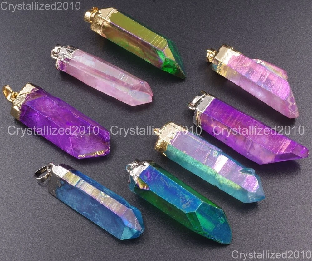 Collier Pendentif Cristal De Roche Fait Main – Pierre Naturelle + Boîte – Neuf