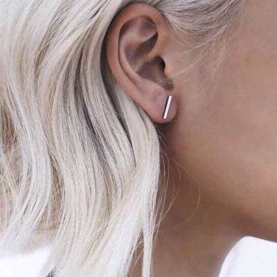 2x Minimalist T-Bar, Circle, Triangle Earrings - Ear Studs - Women Jewelry