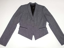 Tahari Women's 2 Button Blazer Jacket Size 6 Gray Polyester Suit Coat Lined EUC
