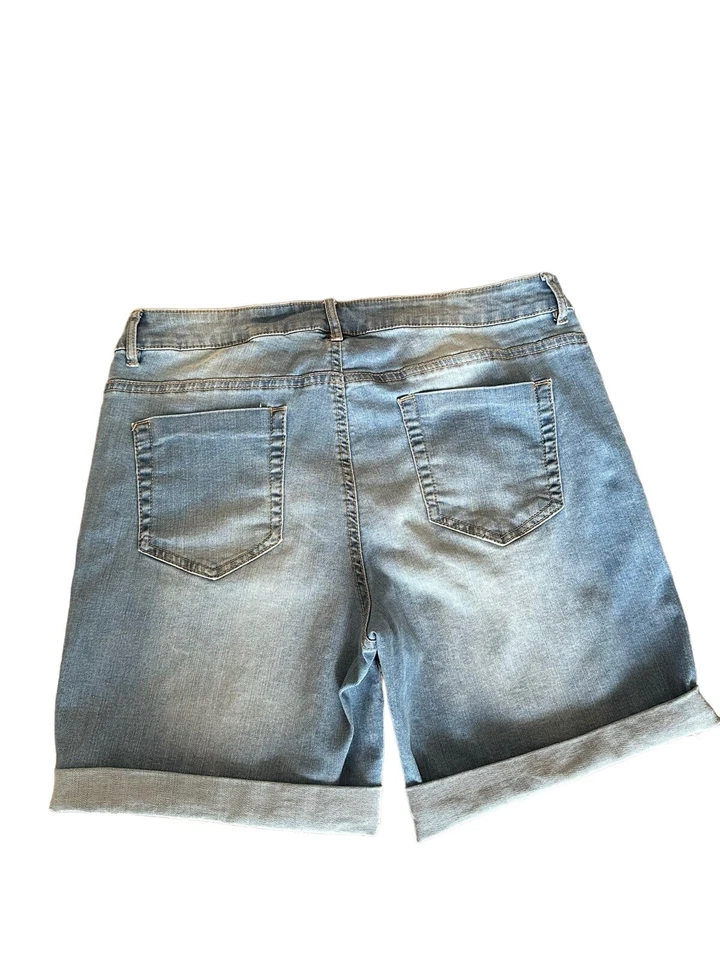 Pantalones Cortos Route 66 Mujer 14 Azul Denim Tiro Alto Elastizados Preppy Mamá Foto 4 de 4