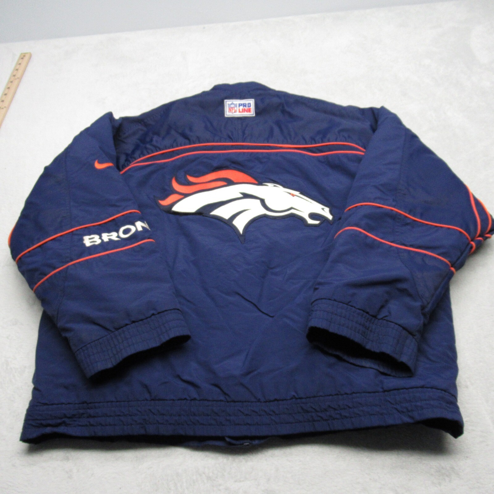 SACAI X NIKE Giacca vintage Denver Broncos uomo media Nike NFL Pro Line blu trapuntata foderata RARA