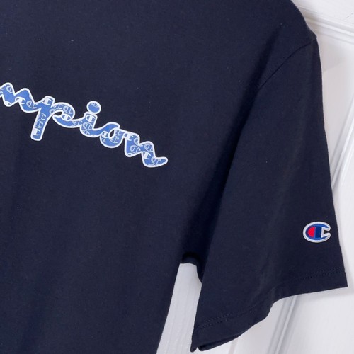 Champion klassisches Jersey T-Shirt Mini C Skript Logo in Marineblau Herren Größe S Neu mit Etikett - Bild 4 von 7