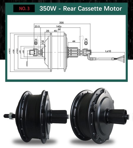 E-Bike Motor Brushless Getriebe 36V 48V 350W vorne hinten drehbar Kassettenantrieb Motor - Bild 17 von 24