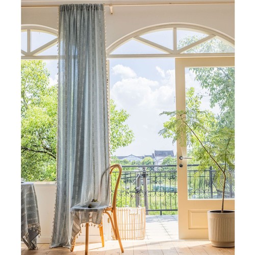 Striped Tassel Curtain Living Room Drape Bedroom Window Valance Screen Decor - Picture 40 of 72