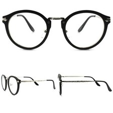 Retro Style Hipster Classic Vintage Mens Womens Circle Round Clear Lens Glasses
