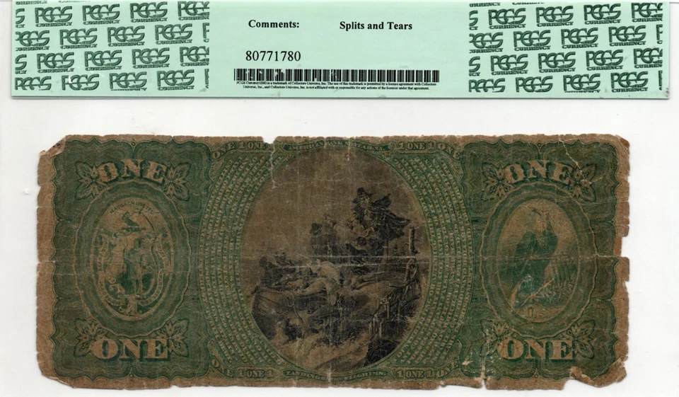 $1 1865 Hyannis Massachusetts National Currency Bank Note Bill PCGS 6 - Image 2 of 2