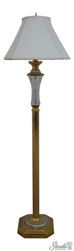 LF68070: WATERFORD Brass & Crystal Tall Floor Lamp