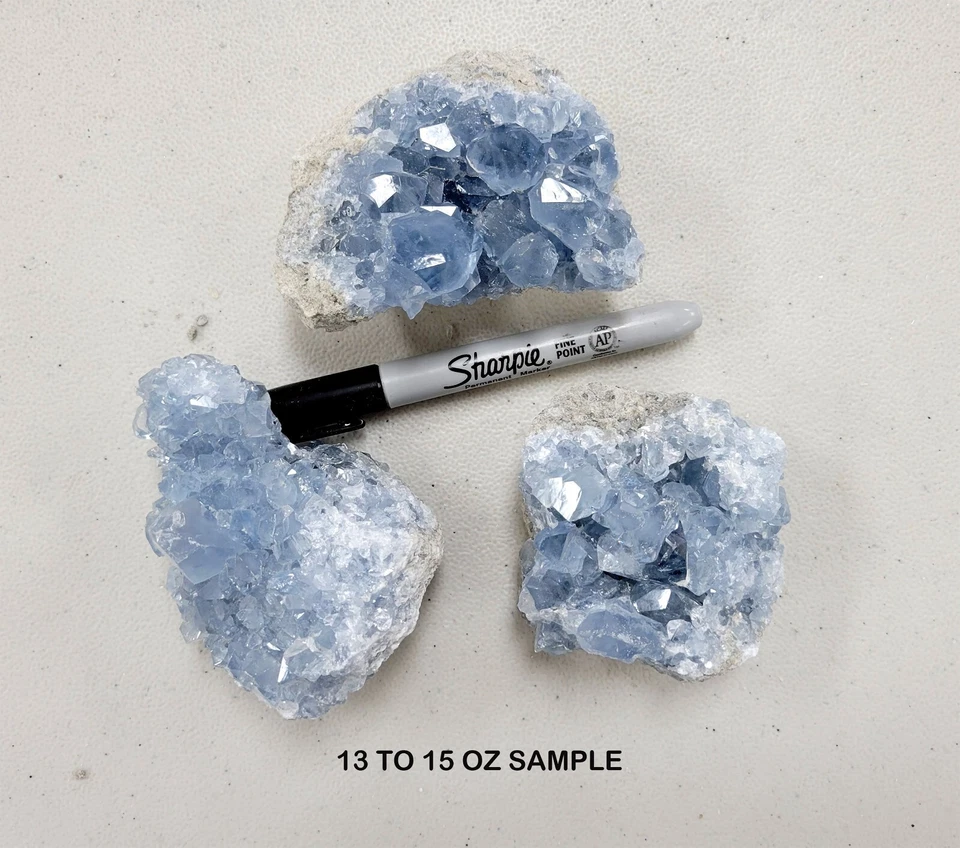 Raw Celestite Clusters Blue Healing Crystals Celestine Geodes from Madagascar - Image 2 of 4